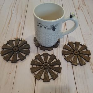 Farmhouse windmill coaster set (4)